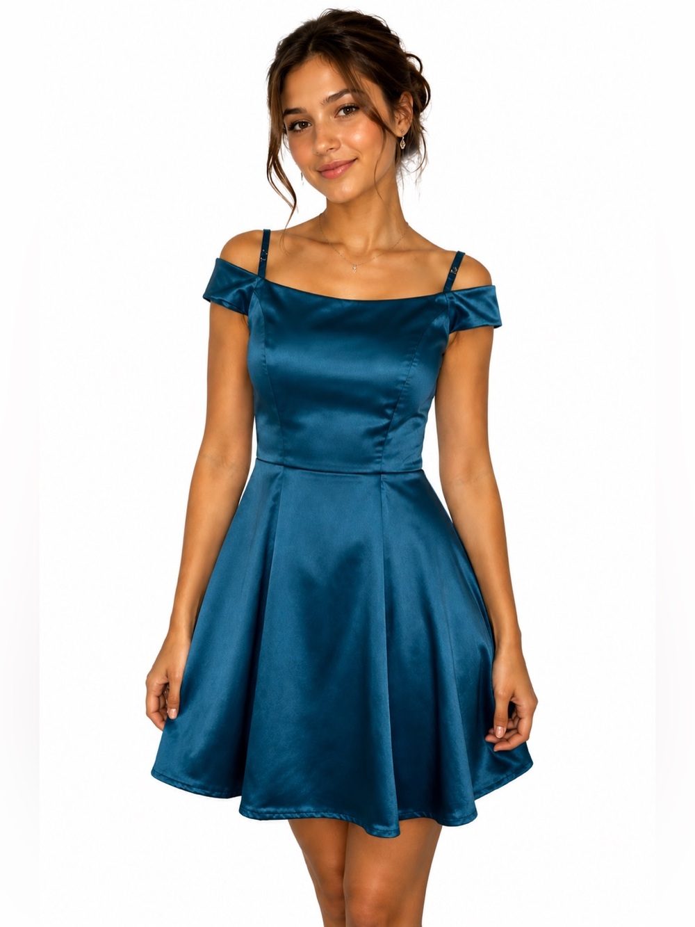 Teeze Me Dark Teal Off The Shoulder Mini Dress | Size 5